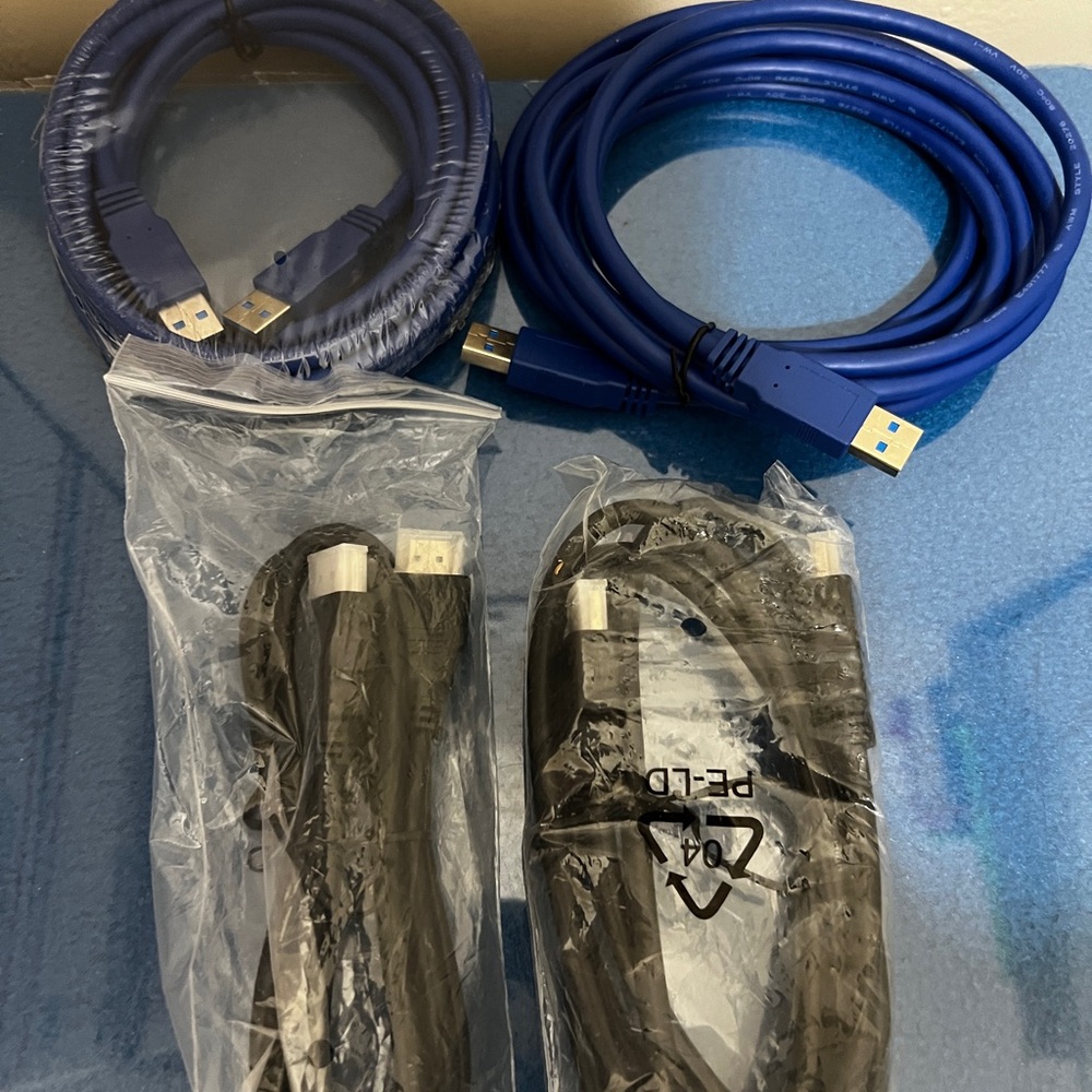 Blue and Black USB Cables Set